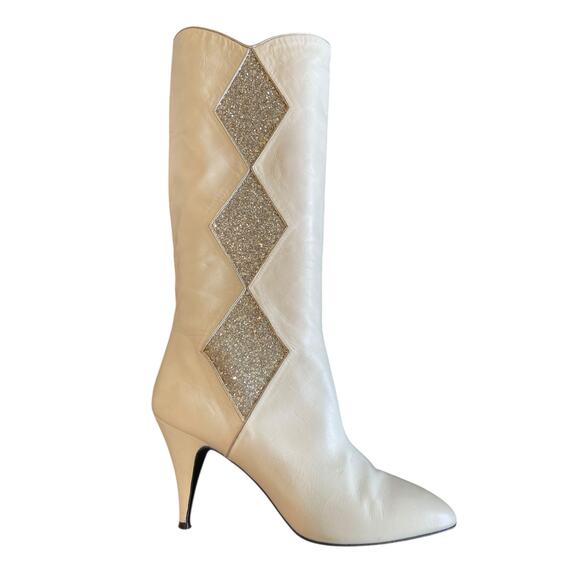 La Marca Glitter Heeled Boots Pointed Toe Western Cowgirl Made in Italy Size 7.5 - Picture 7 of 14